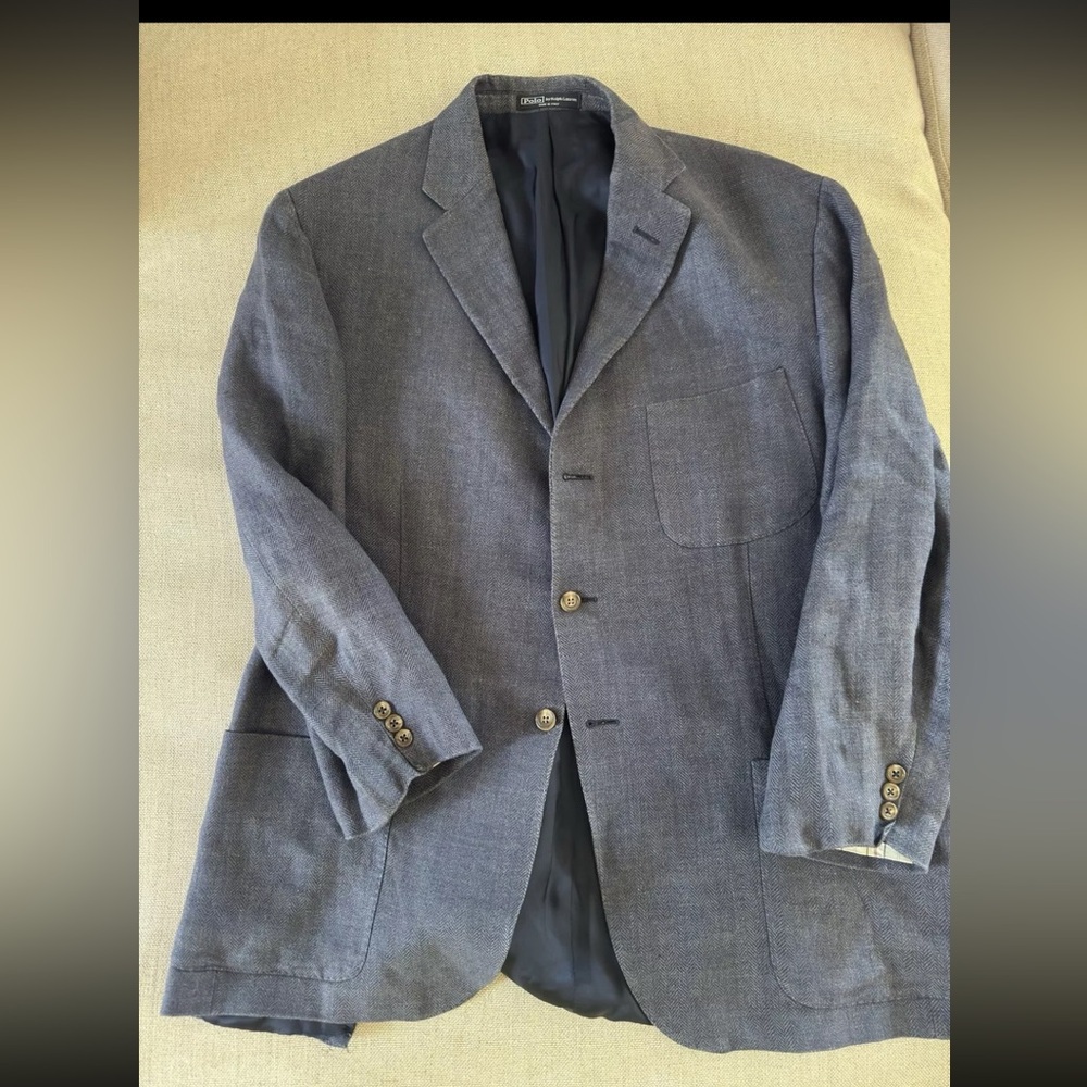 Polo Ralph Lauren Made in Italy Vintage Flax Subtle Herringbone Jacket 46 R